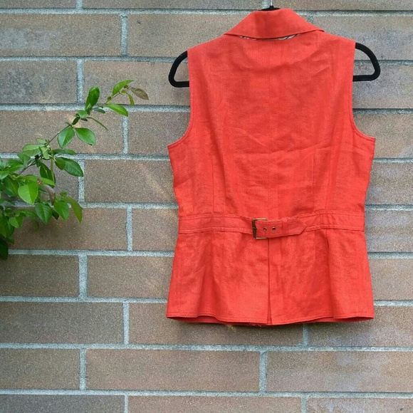 Coldwater Creek red sz sm linen vest nwot - Picture 3 of 3