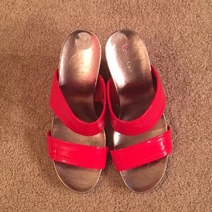 Red patten Calvin Klein shoes