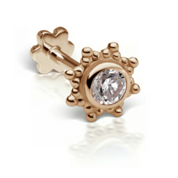 Rose Gold and Cubic Zirconia Starburst Stud