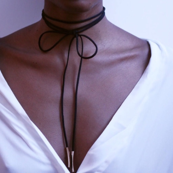 HP 🍭🎉 boho Suede Choker Wrap Up Metal Necklace - Picture 2 of 4