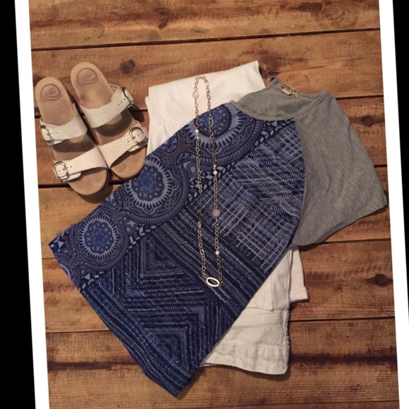 Blue top with design top