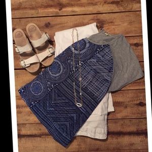 Blue top with design top