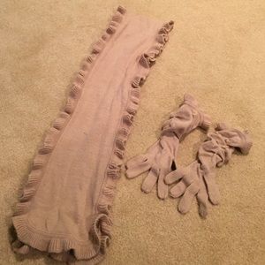 Tan Ruffled Scarf and Glove set from J.Crew
