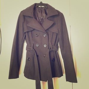 Papaya charcoal gray pea coat