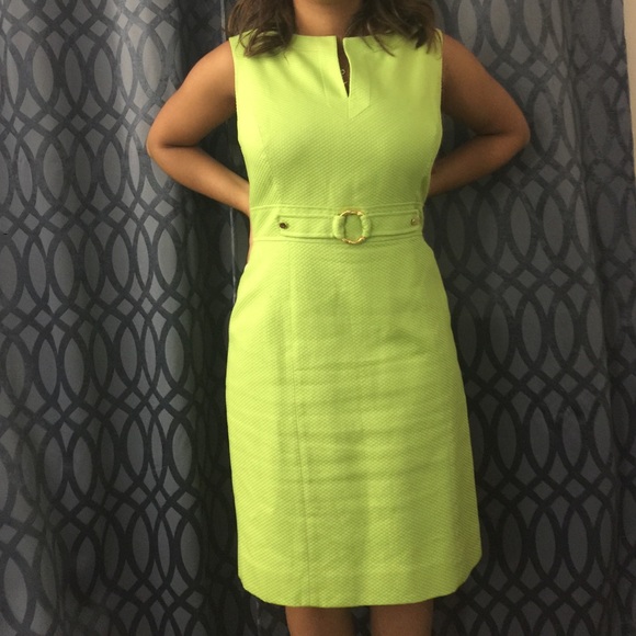 Tahari Lime Green Midi Dress