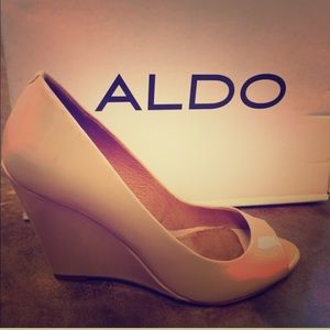 ALDO: Nude Patent Leather Peeptoe