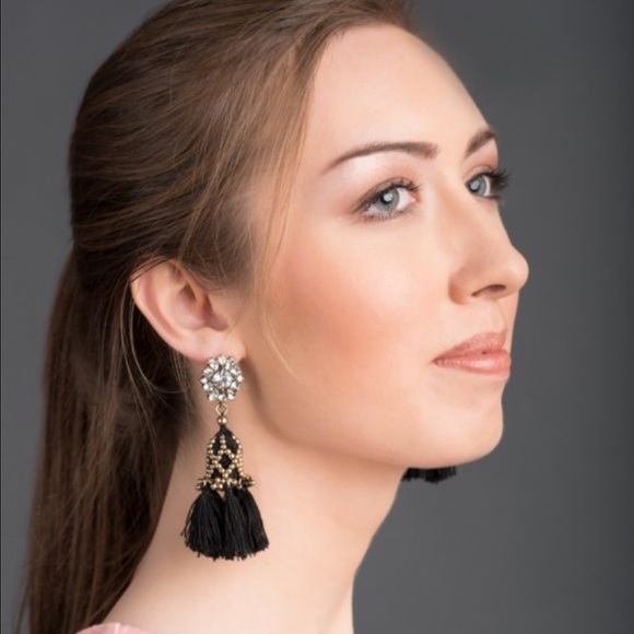 Black tassel earrings