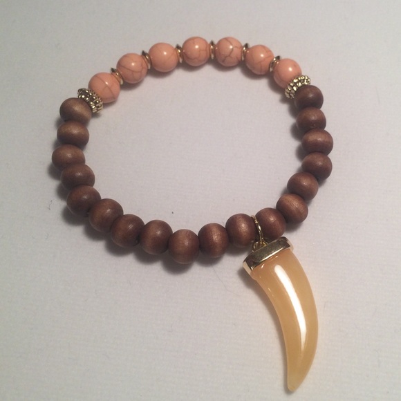 Horn Wood Bead Bracelet