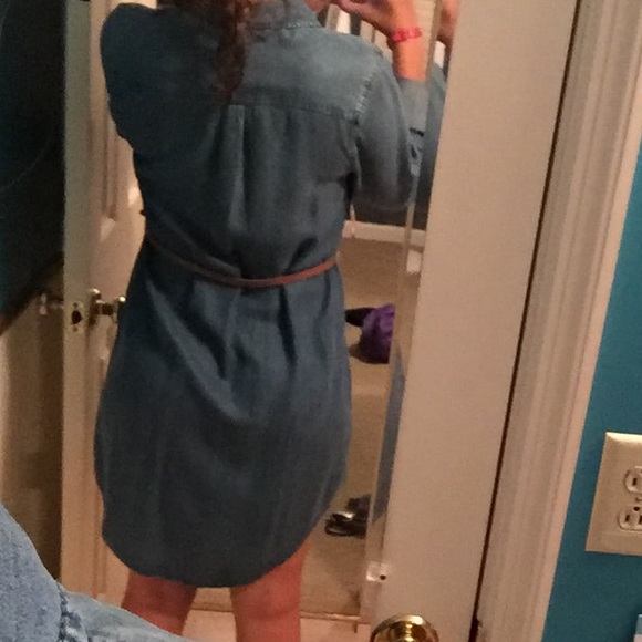 Chambray button down dress with belt