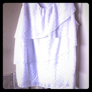 White chiffon layer tank, silver dots - NWOT