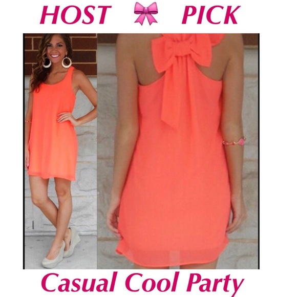 🎀HOST PICK🎀 Coral Bow Racerback Dress