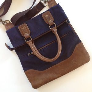 CLOSET CLEAROUT Canvas Leather Fold Over Crossbody
