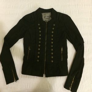 Black Guess Denim Military Jacket