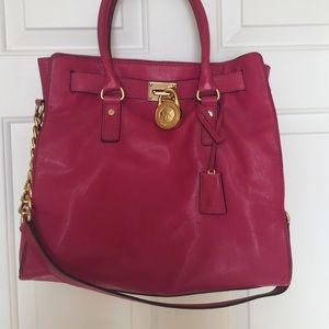 Michael Kors Bright Pink Large Hamilton Bag