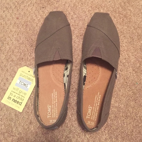 Grey TOMS, brand new, women's size 10