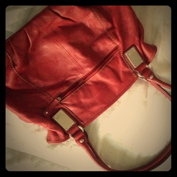 Bold red tignanello genuine leather purse