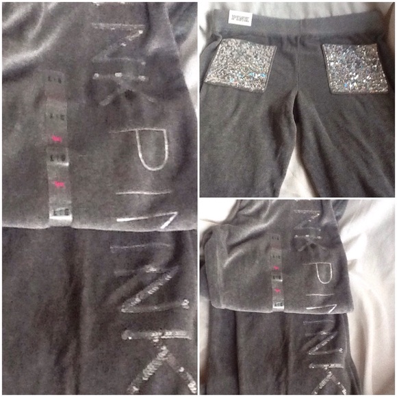 Victoria Secrets Pink Hoodie Pant Sequin Bling Set - Picture 3 of 4
