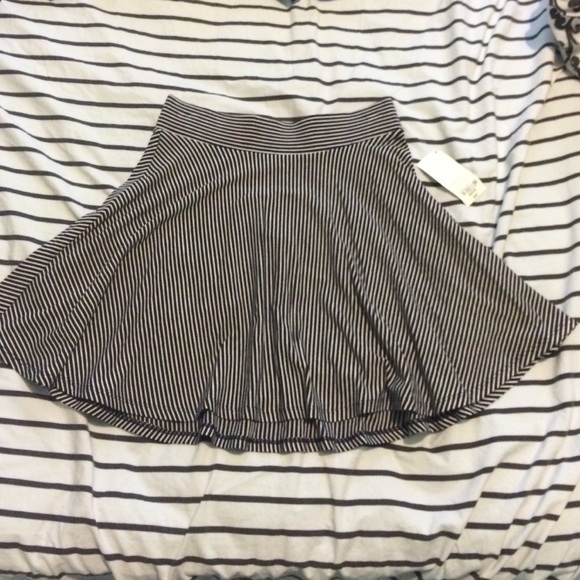 black and white striped skater skirt