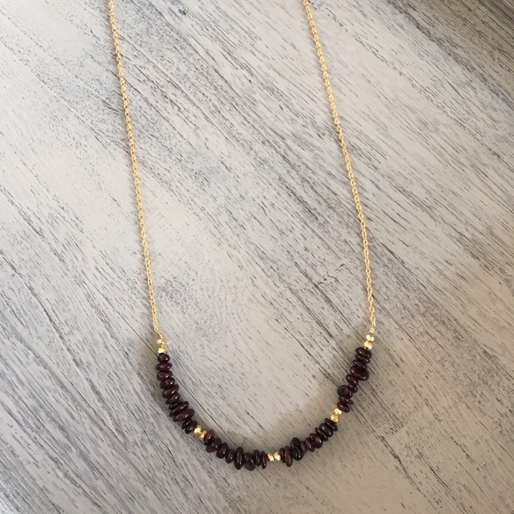 Garnet (red) and pyrite necklace