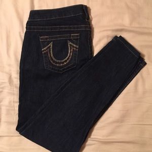True Religion Dark wash straight jeans.