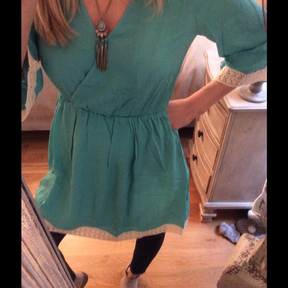 LAST SMALL 💥Turquoise Crochet Dress - Picture 2 of 2
