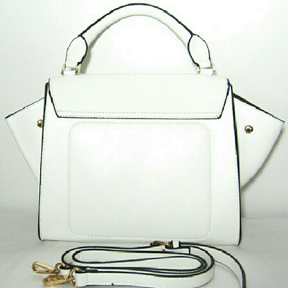 NWT Fashion White Satchel Black Lining - Picture 3 of 4