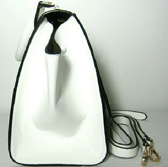 NWT Fashion White Satchel Black Lining - Picture 4 of 4