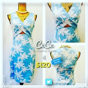 CeCe Housewife Dress | Powder Blue & Palm 4 | S