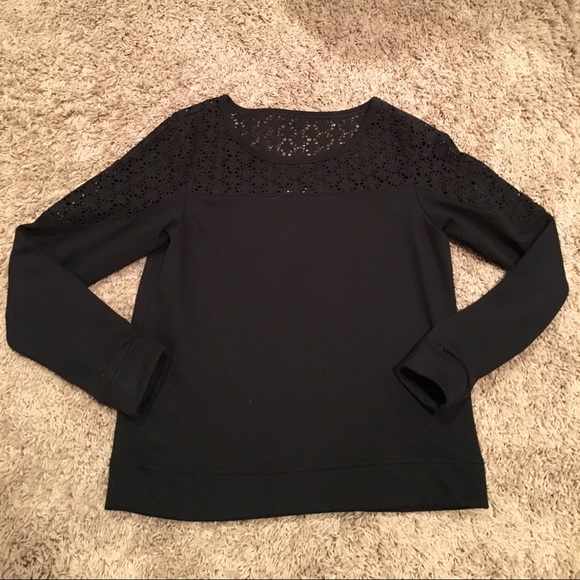 Express top with pretty crochet on shoulders!