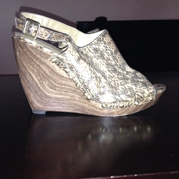 Jessica Simpson Snakeskin Wooden Heel Wedges