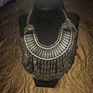Boho silver coin necklace!
