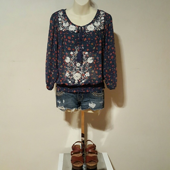 Floral Peasant Top