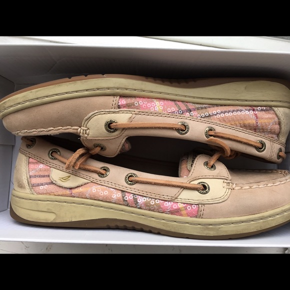 Pink and tan Sperry top Siders