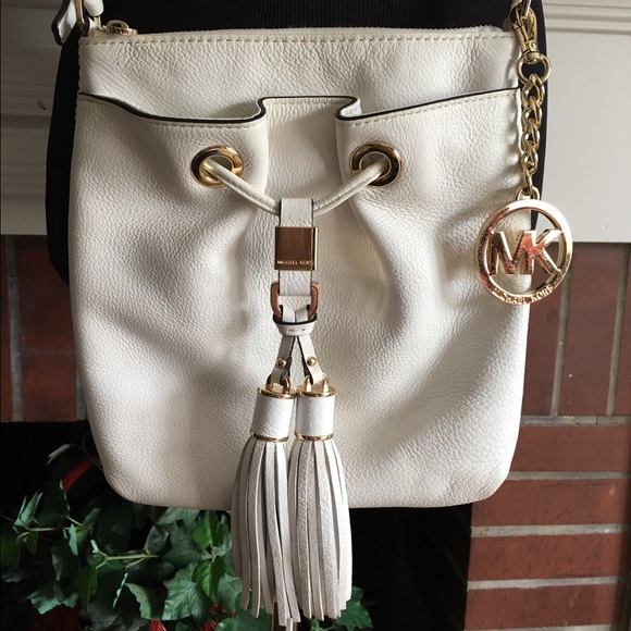 White and Gold Michael Kors Crossbody Purse