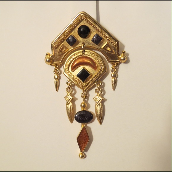 Spectacular Dangling Huge Pin Brooch Signed - Picture 1 of 3