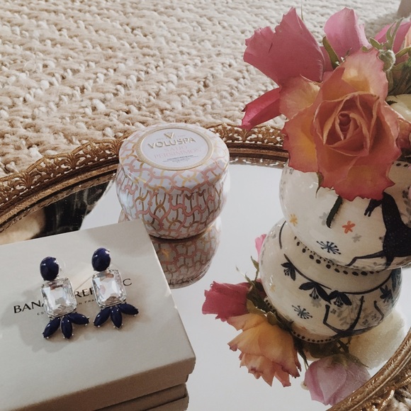 Crystal and Blue Stone Statement Earrings