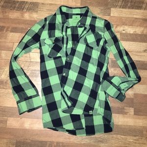 Lime green/black button up