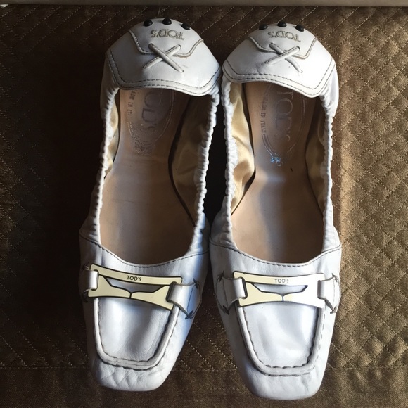 Tods white loafers
