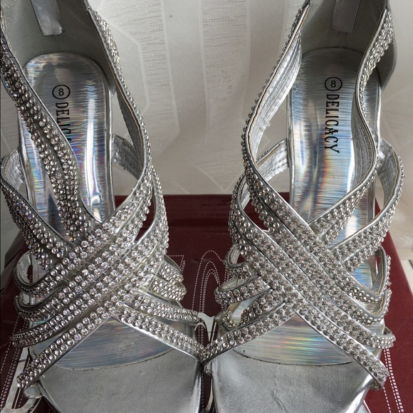 Silver prom heels