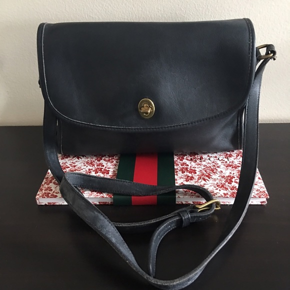 Vintage Navy Coach Crossbody Bag