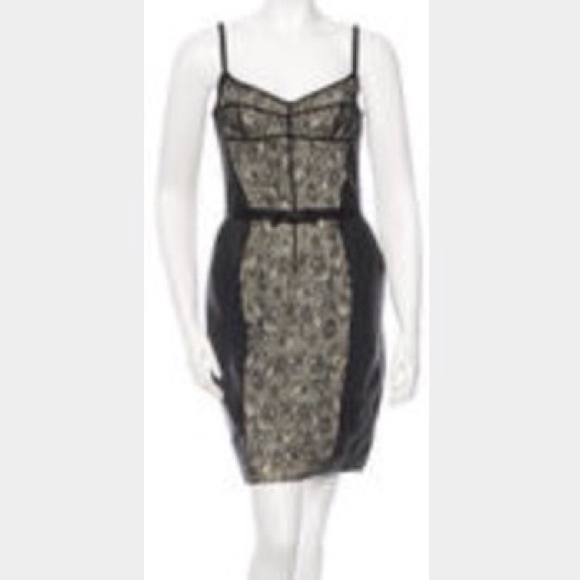 Black & champagne D&G dress w lace overlay Sz4/6