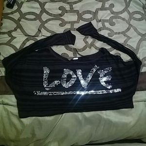 💝LOVE💝 Black/Silver Crop Top