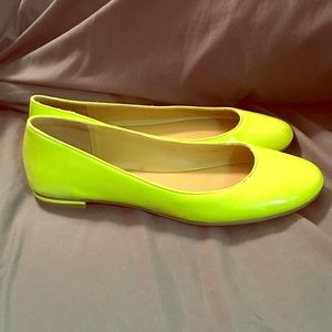 Nine West flats neon yellow