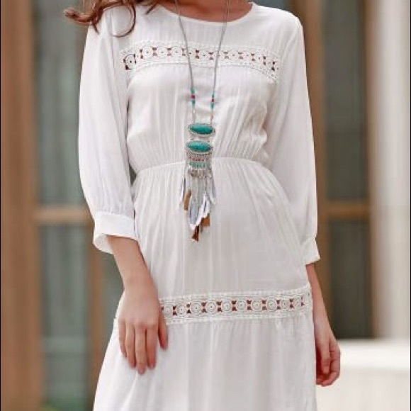 White summer dress scoop dress