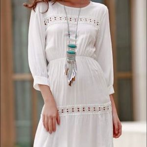 White summer dress scoop dress