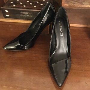 SOLD-ALDO black patent leather heels