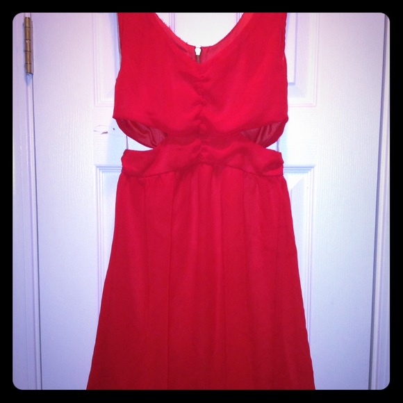 Red Skater Dress with cut out sides
