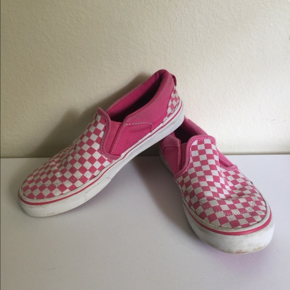 girls checkered slip on vans