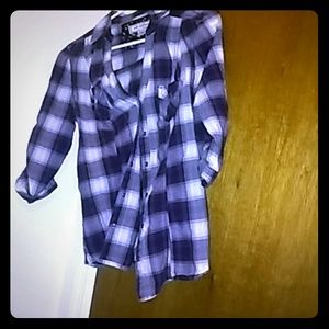 Purple and black plaid shirt