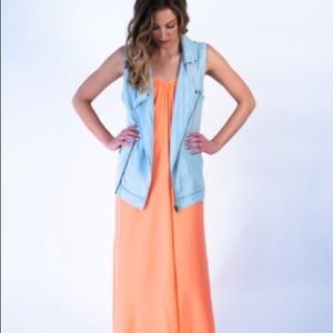 Gentle fawn denim moto vest